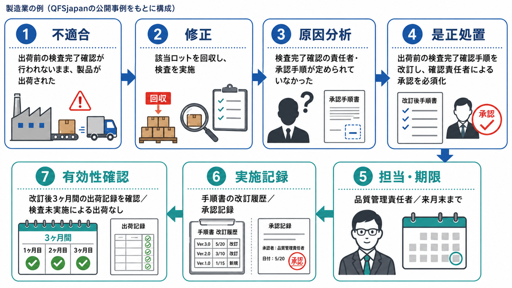 「検査完了確認を行わなかった」をもとに構成した製造業の事例