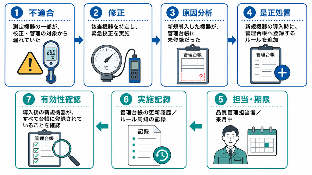 「測定機器管理の不備」をもとに構成した食品業の事例