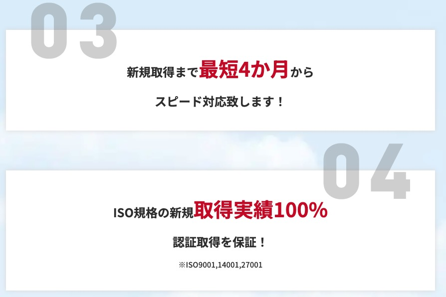 ISOナビ公式サイトに記載の取得期間