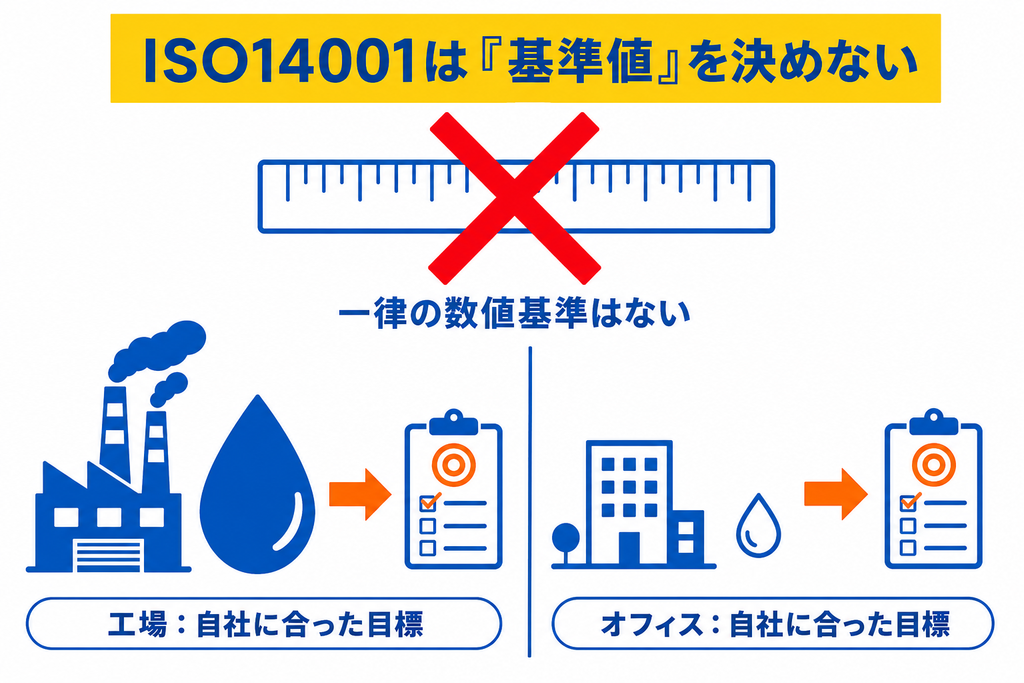 ISO14001が定めるのは「やり方」であって「基準値」ではない
